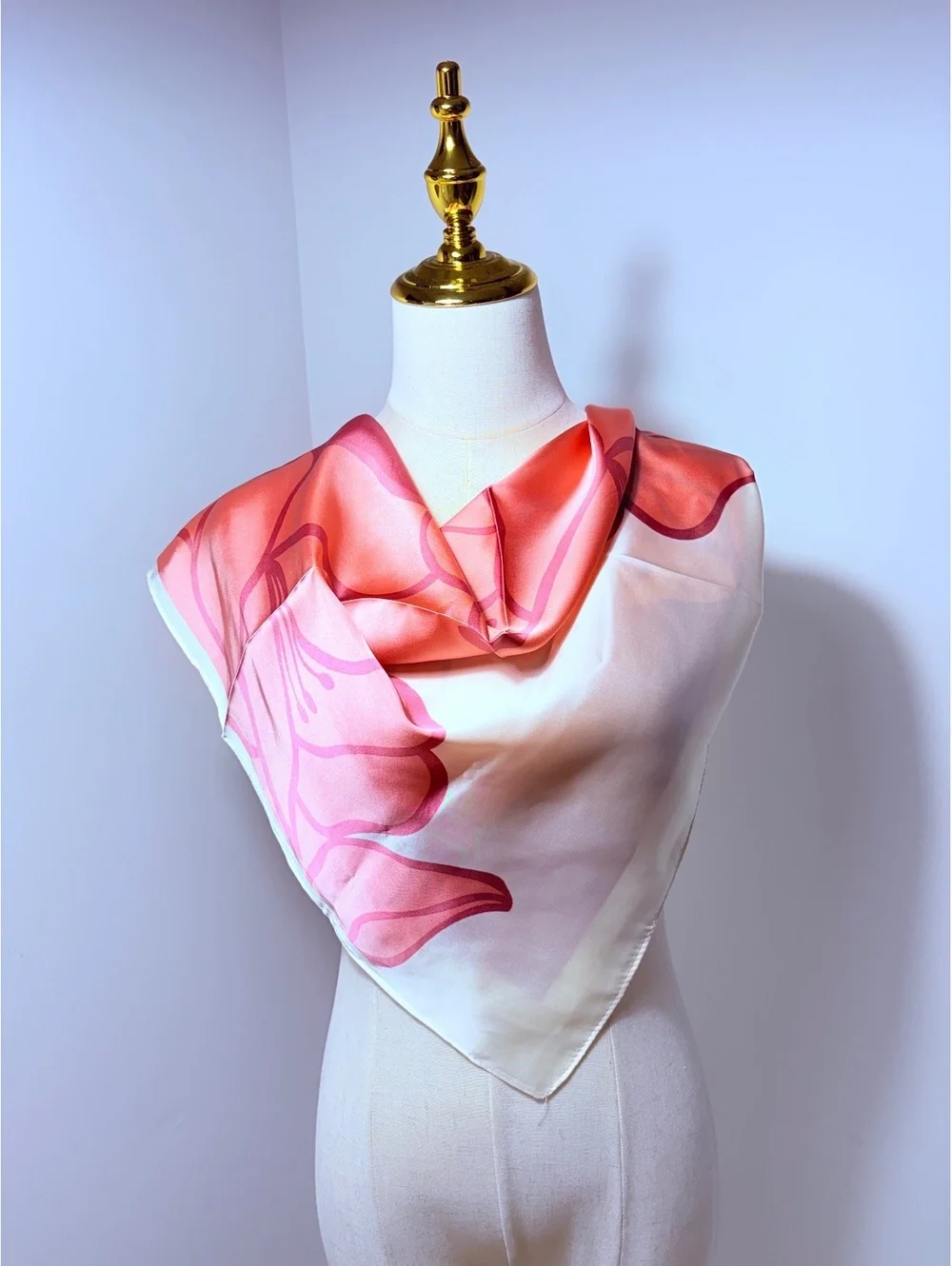Elegant Pink and Coral Floral Scarf
